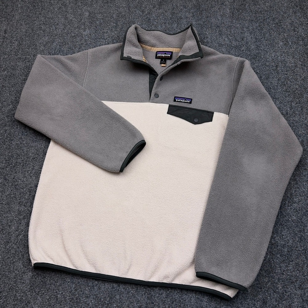 Patagonia Lightweight Synchilla Snap-T Pullover Womens Medium Calcium Grey 25455